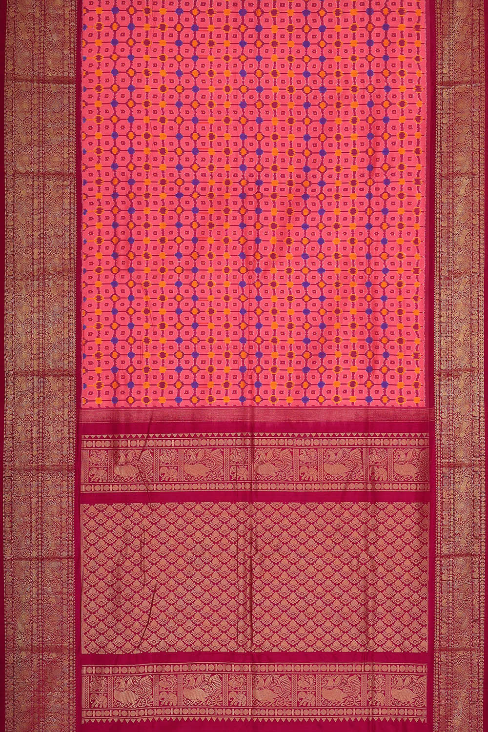 Image of Kanchi Ikat Pink Saree